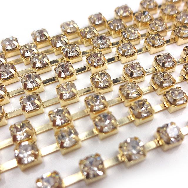 連爪 チェーン 3mm 0.1m 10cm ブロンズゴールド 連ツメ ガラスストーン