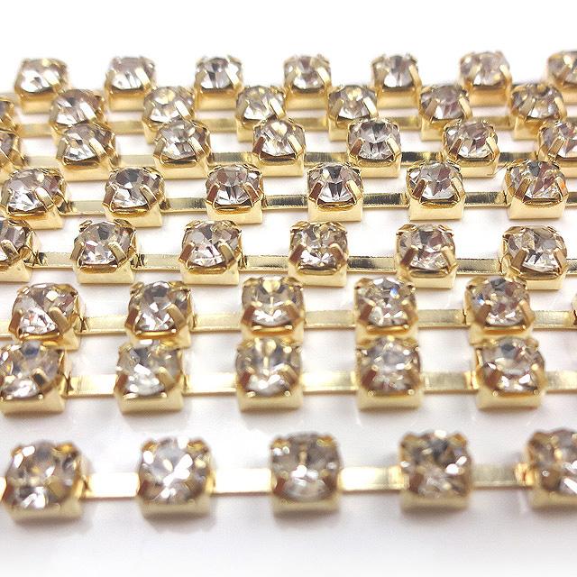 連爪 チェーン 3mm 0.1m 10cm ブロンズゴールド 連ツメ ガラスストーン