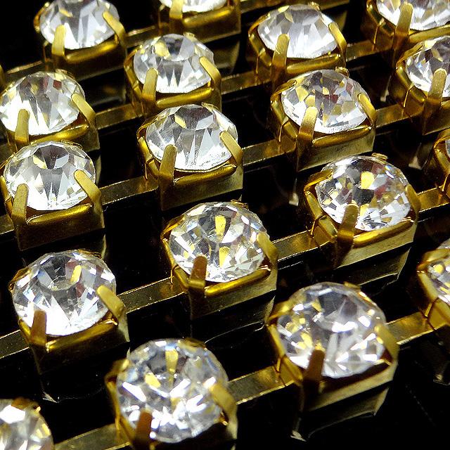 連爪 チェーン 8mm 0.1m 10cm ゴールド 金 ガラスストーン ダイヤ