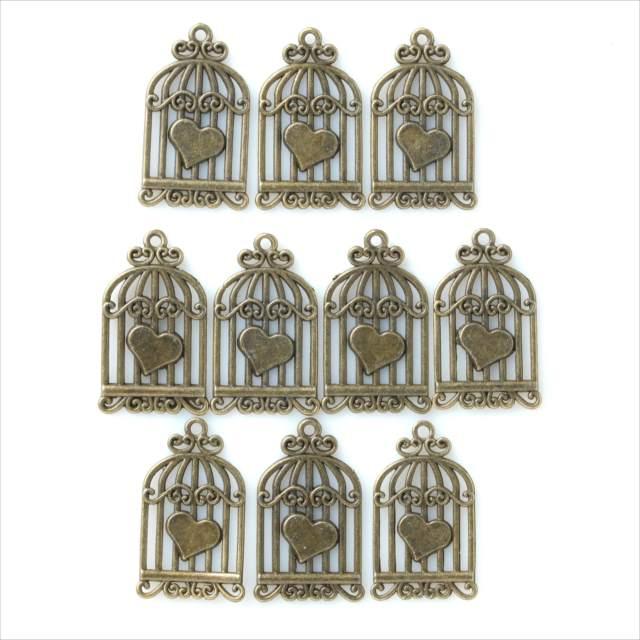 金古美 チャーム 10個セット 鳥かご 鳥籠 ハート アンティークゴールド アクセサリー パーツ カン付き 金具 金属 メタル ピアス タッセル レジン ハンドメイド Cs23 アクセサリーパーツのharu雑貨 通販 Yahoo ショッピング