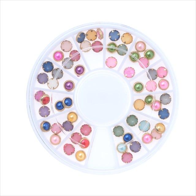 台座付きパール 4mm 60個セット ケース付き ネイル アクセサリー