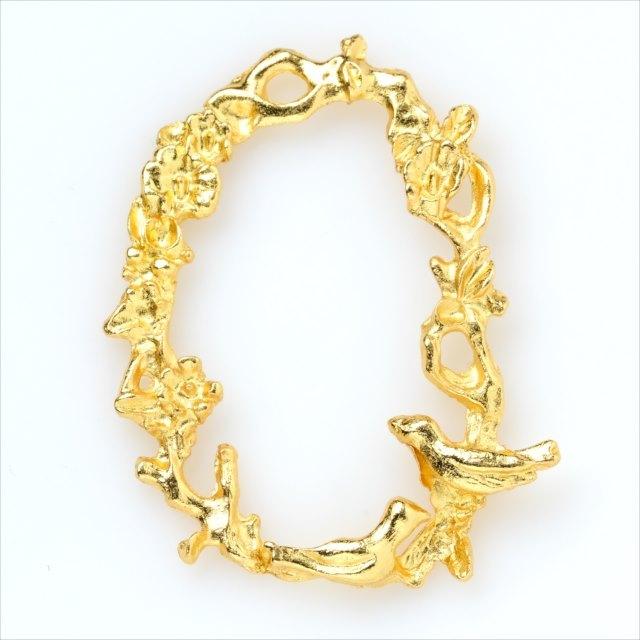 レジン空枠 ゴールド 1枚 tg39 金 オーバル リース 小鳥 楕円 フレーム