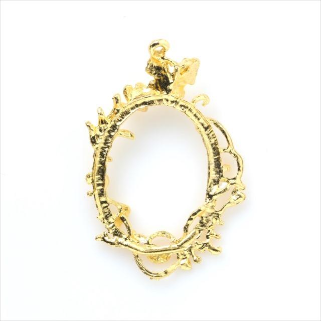 レジン空枠 ゴールド 1枚 tg40 金 オーバル リース 楕円 大きめ