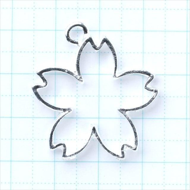 レジン空枠 ホワイトシルバー 1枚 ts29 銀 桜 さくら フラワー