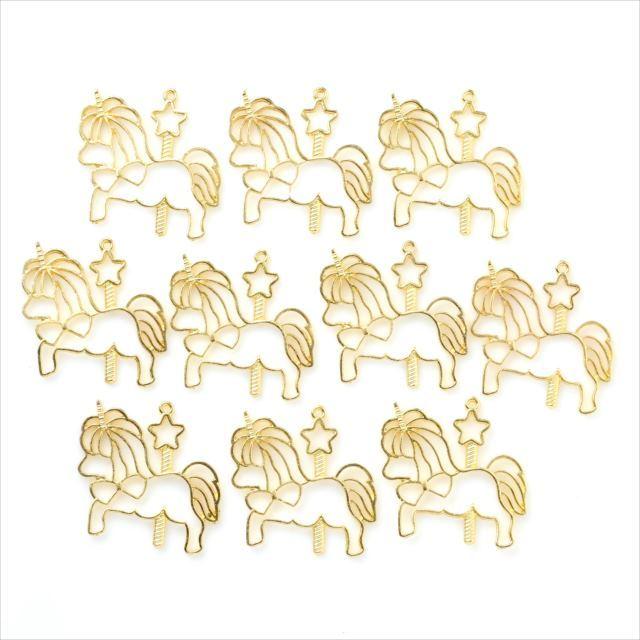レジン空枠 ゴールド 10枚 tg10 金 馬 ステッキ 星 フレーム カン付き