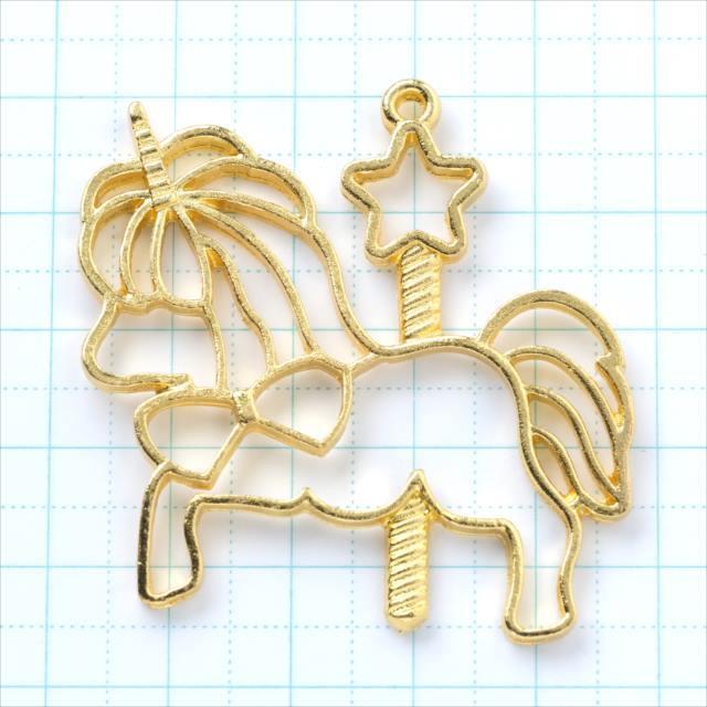 レジン空枠 ゴールド 10枚 tg10 金 馬 ステッキ 星 フレーム カン付き