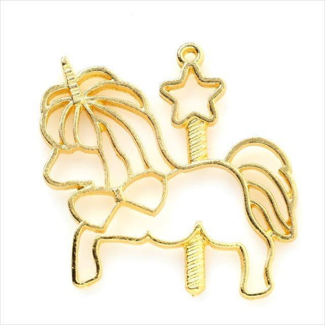 レジン空枠 ゴールド 10枚 tg10 金 馬 ステッキ 星 フレーム カン付き