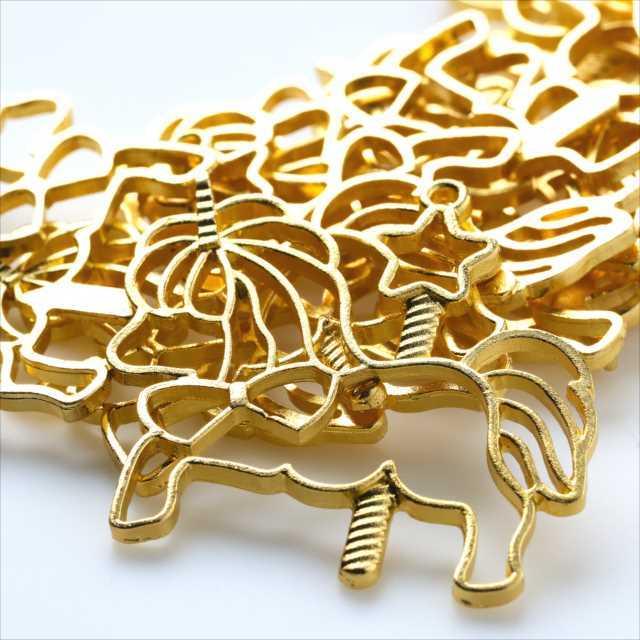 レジン空枠 ゴールド 10枚 tg10 金 馬 ステッキ 星 フレーム カン付き