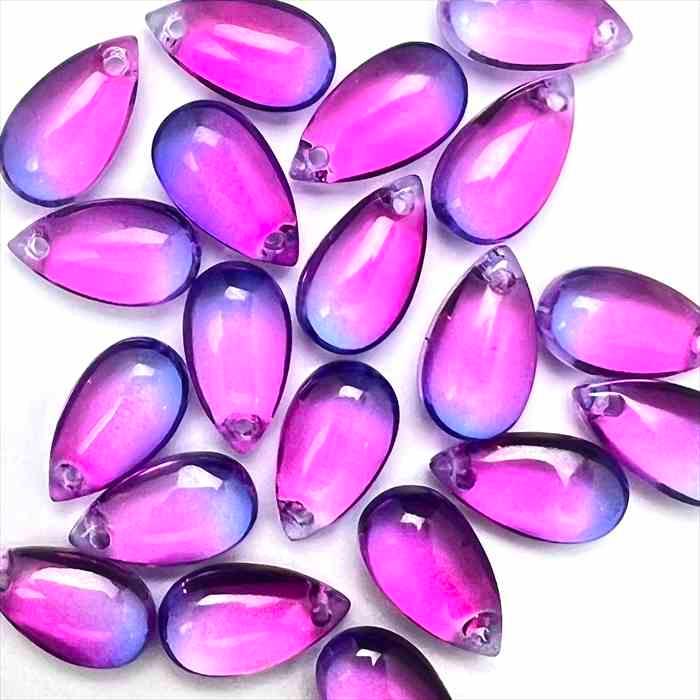 しずく ガラスビーズ トップホール 14mm×8mm 20個 ドロップ 雫