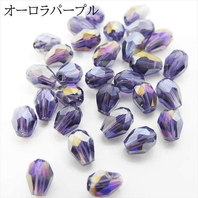 しずく ガラスビーズ カット 6mm 30個セット なみだ ドロップ 雫 サン 