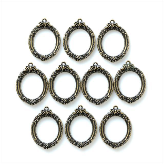 レジン 空枠 10枚セット オーバル a56 アンティークゴールド 金古美