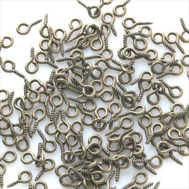 ヒートン 8mm 約130個 金古美 ネジ フック アンティークゴールド カン