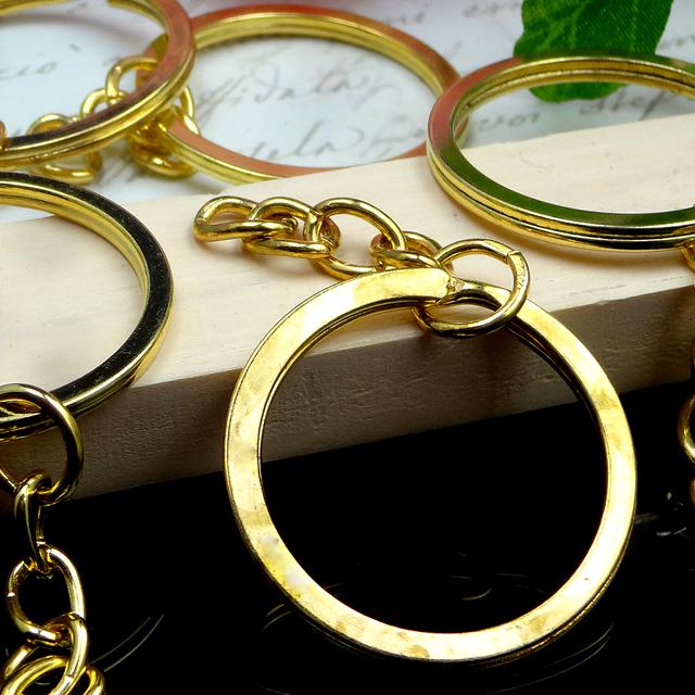 キーリング 5個セット ゴールド 金 チェーン付き 二重 ニコイル