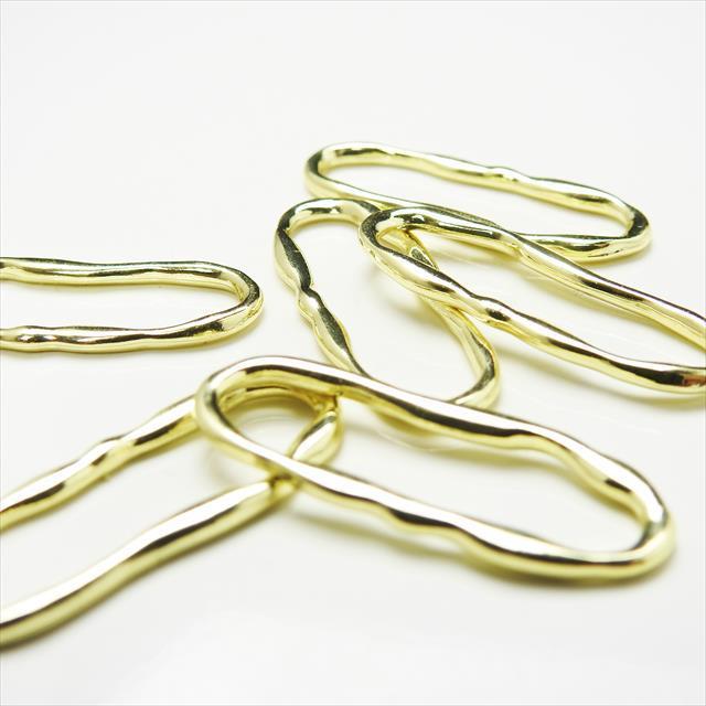 ひねり変形リングパーツ 楕円 35mm 6個セット 金 銀 レクタングル