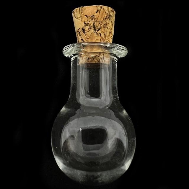 ミニボトル フラスコ 6個セット ヒートン3色付き 丸型 試験管 コルク