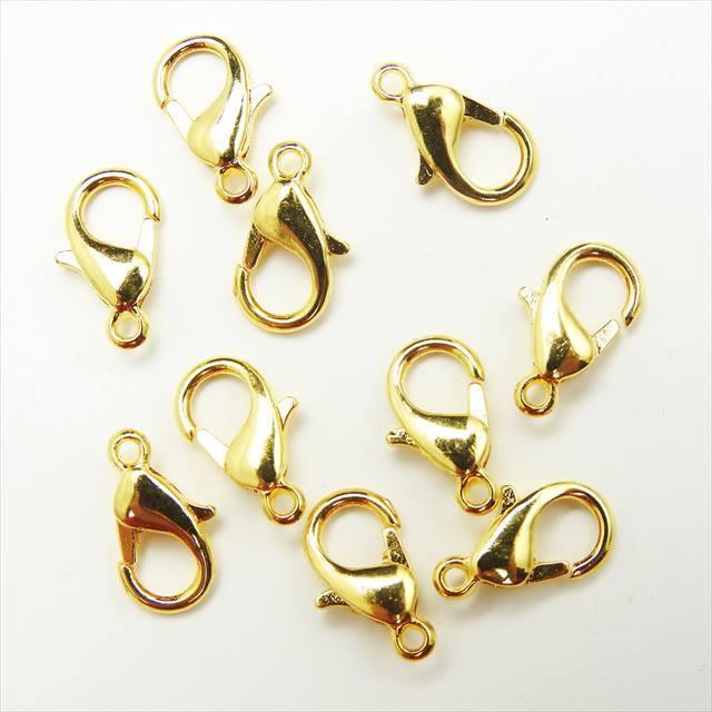 ゴールド カニカン 12mm×7mm 10個セット 金 ナスカン フック 留め具
