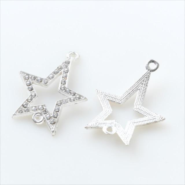 ラインストーン付き チャーム スター コネクター 透かし 2個セット ゴールド シルバー アクセサリー パーツ カン付き 金 銀 クリスタル ピアス イヤリング 素材 Raincharm Star2 アクセサリーパーツのharu雑貨 通販 Yahoo ショッピング