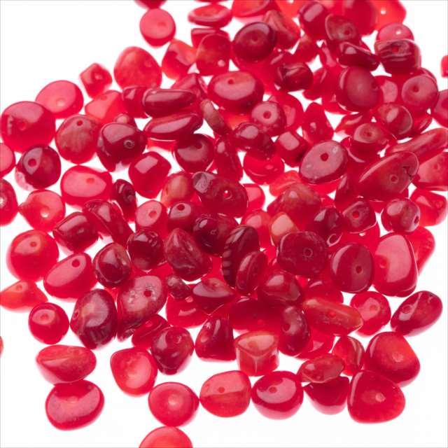 さざれ石 レッドコーラル 30g 穴あり ビーズ 天然石 細石 ストーン