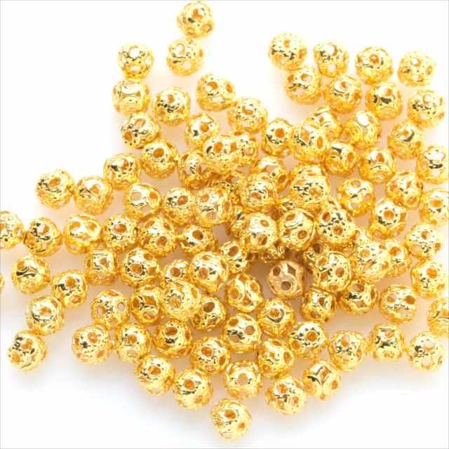 透かし ボールビーズ 4mm ゴールド 金 スカシ すかし メタルビーズ