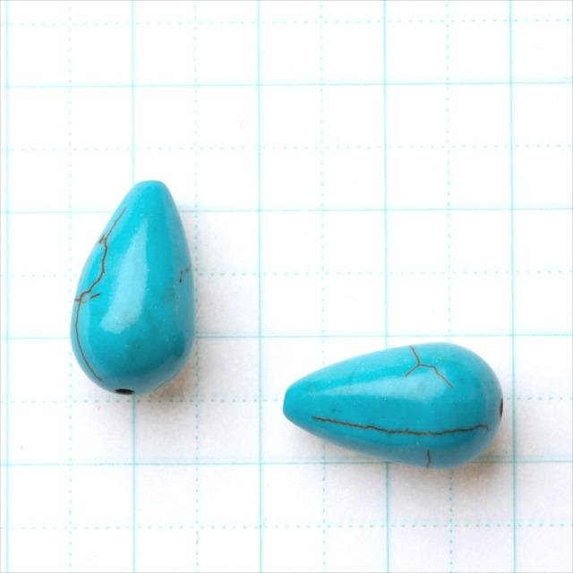 ターコイズ しずく型 縦穴 10個 17mm ドロップ 雫 滴 天然石 トルコ石