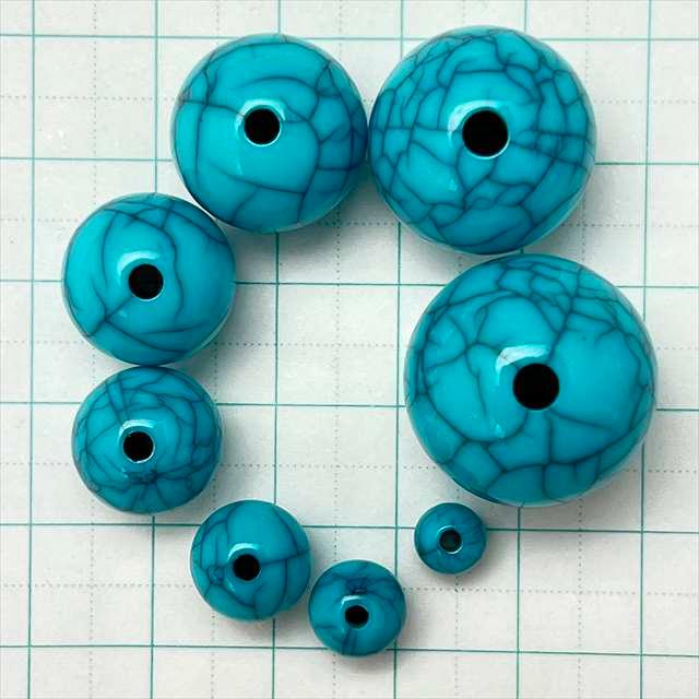 アクリルビーズ ターコイズ ブルー 6mm 8mm 10mm 12mm 14mm 16mm 18mm