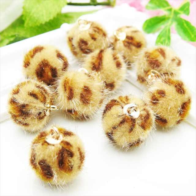 卸売り 100個セット ファー ボール チャーム 約15mm カン付き ゴールド