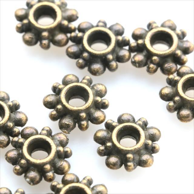 卸売り メタルビーズ 100個セット c リング状 フラワー 花 ロンデル