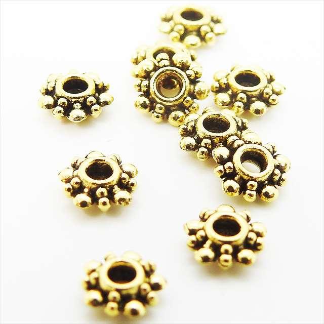 卸売り メタルビーズ 100個セット c リング状 フラワー 花 ロンデル