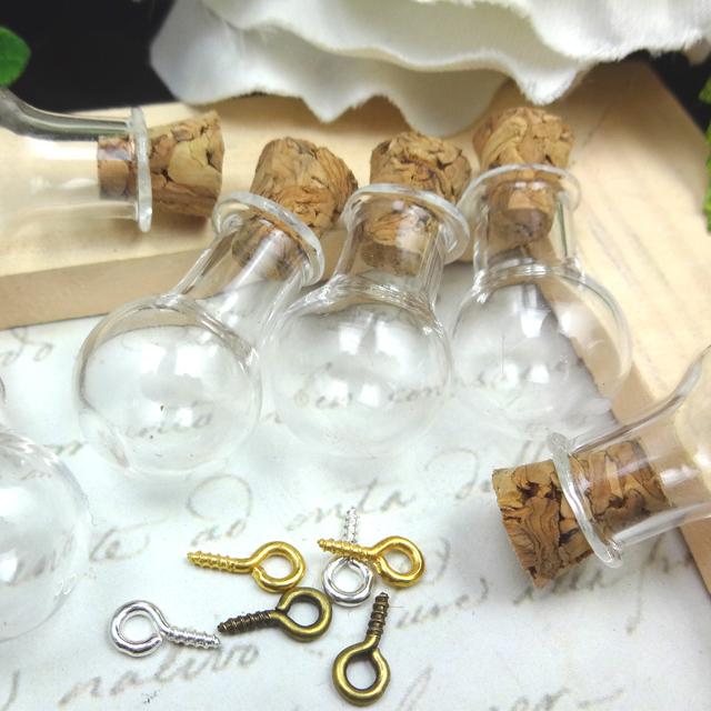 卸売り ミニボトル 60個セット ヒートン付き コルク付き フラスコ 丸型