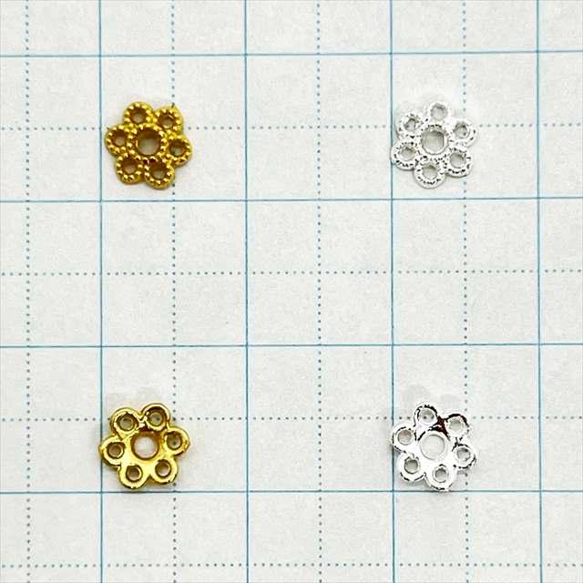 座金 ビーズキャップ 6mm 約100個セット 6枚弁 花座 菊座 菊座金 