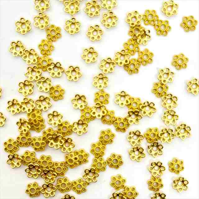 座金 ビーズキャップ 6mm 約100個セット 6枚弁 花座 菊座 菊座金 