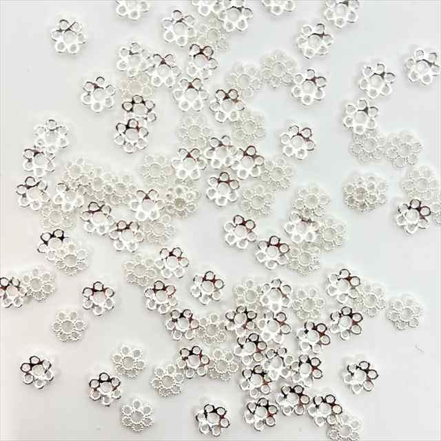 座金 ビーズキャップ 6mm 約100個セット 6枚弁 花座 菊座 菊座金