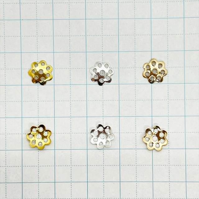 座金 ビーズキャップ 8mm 約100個セット 7枚弁 花座 菊座 菊座金