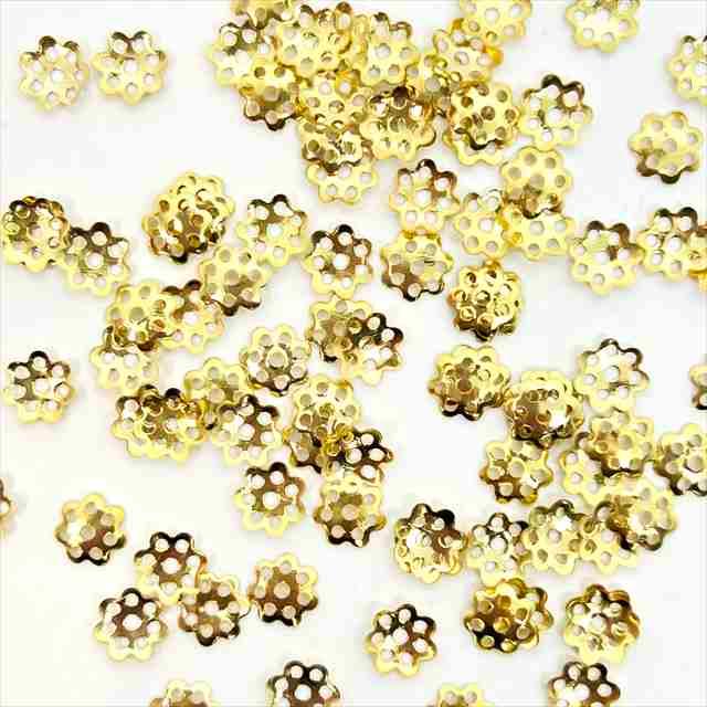 座金 ビーズキャップ 8mm 約100個セット 7枚弁 花座 菊座 菊座金