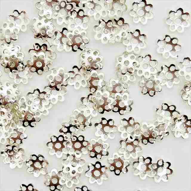 座金 ビーズキャップ 8mm 約100個セット 7枚弁 花座 菊座 菊座金