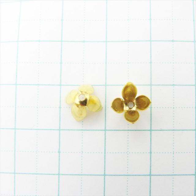 フラワー 座金 4枚弁 8mm 10個 深型 花びら 花弁 花座 ビーズキャップ 