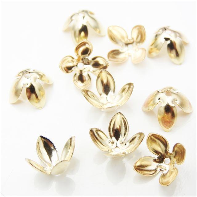 フラワー 座金 4枚弁 10mm 10個 花びら 花弁 ビーズキャップ 高品質 