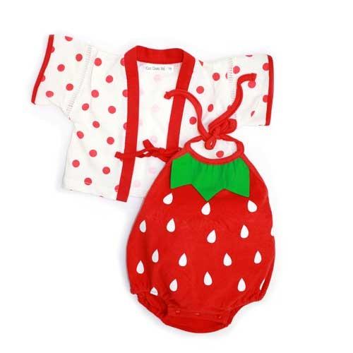 キッズ 【メール便送料無料】いちご半被ロンパース ベビー服 夏 甚平