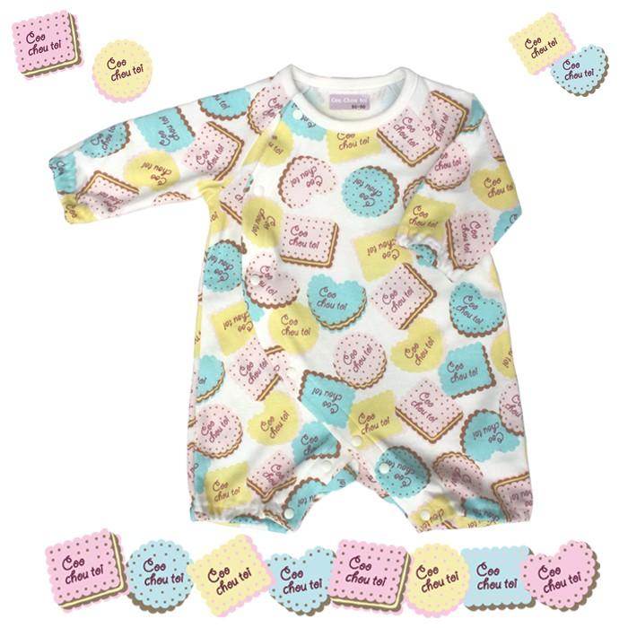 メール便送料無料 フィットオール クッキー柄 カバーオール ロンパース ベビー キッズ 70cm 本物 60cm 赤ちゃん ベビー服 50cm 子供服