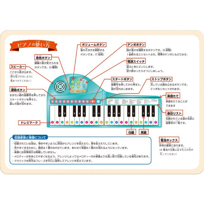 コスミック出版 名曲いっぱい！ グランドピアノ 37鍵盤 自動演奏 練習