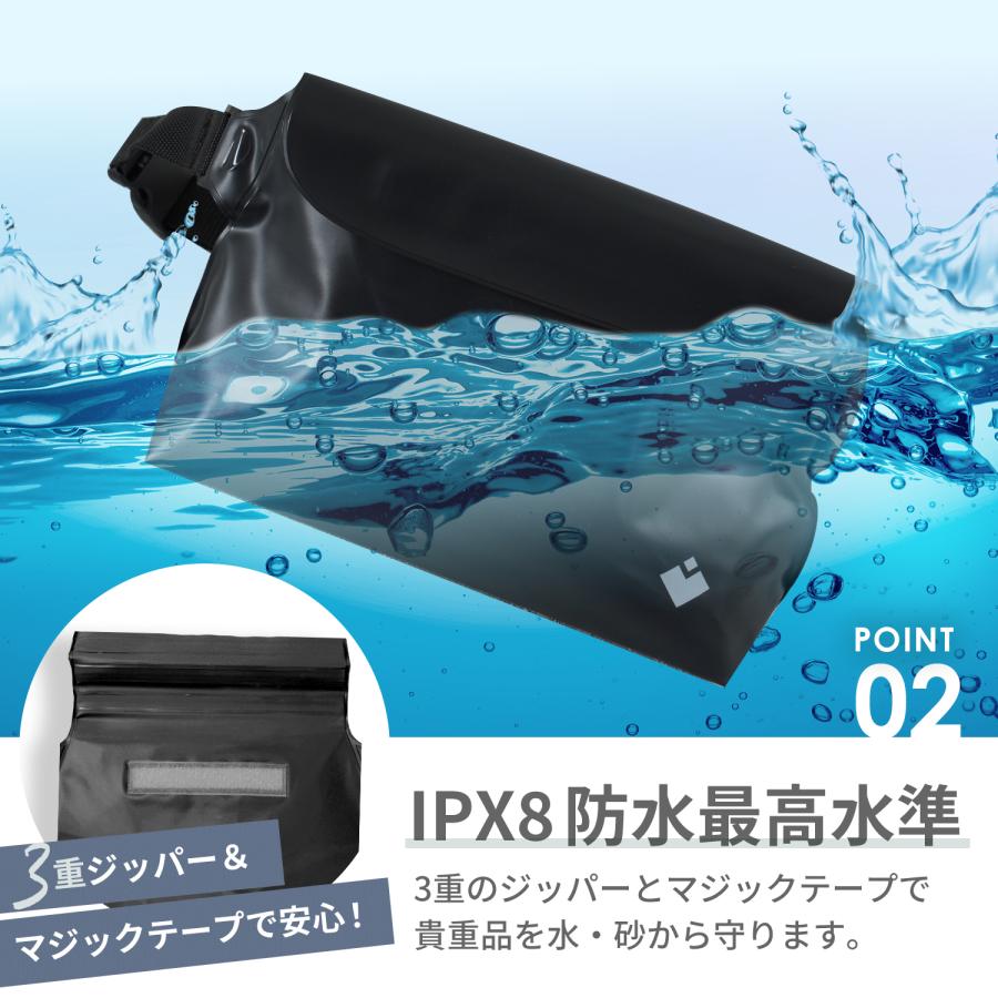 新品WINDANDSEA　普段使いにガシガシ使えてレジャーにも活躍する防水ポーチ 長財布が入る 防水ポーチ 防水 バッグ ショルダー 完全防水 IPX8 海
