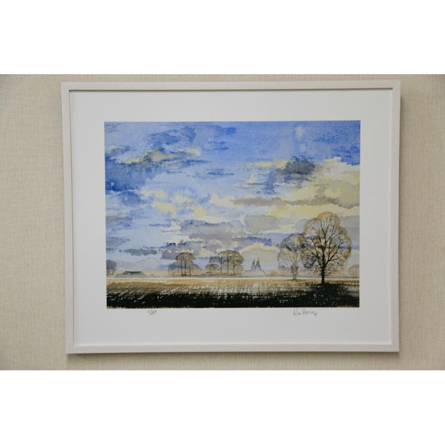 フレーム付 ジョン・ハーヴィーの水彩画 November Skies 11月の空