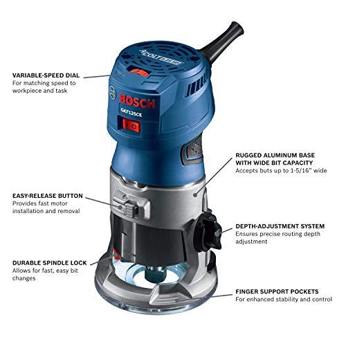 Bosch GKF125CEN Palm Router - 1.25 HP Max Torque Variable Speed Compact Router with Case【並行輸入品】｜has-international｜02