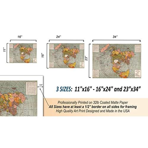 Riley Creative Solutions 1943年 フラットアース世界地図 | 極方位方位相方位投影マップ | 大型ウォール【並行輸入品】｜has-international｜04