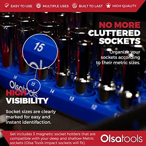 Olsa　Tools　磁気ソケットオーガナイザー　3ピースソケットホルダーキット　2インチ　8インチ　ド1