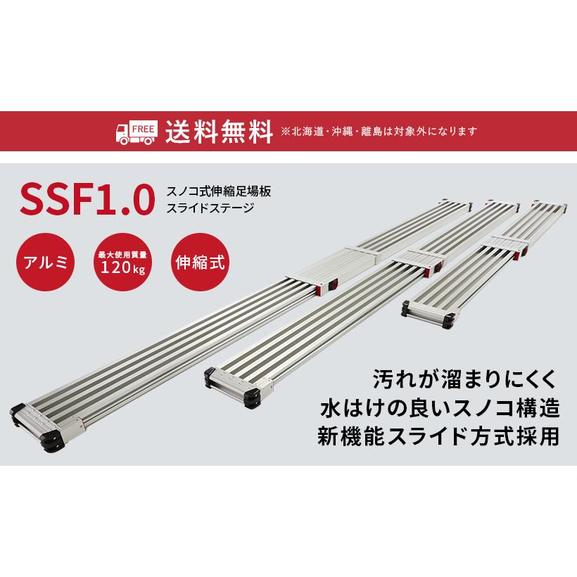 足場板　SSF1.0-400　足場板　スノコ式　2点支持　伸縮　長谷川工業　hasegawa　4m