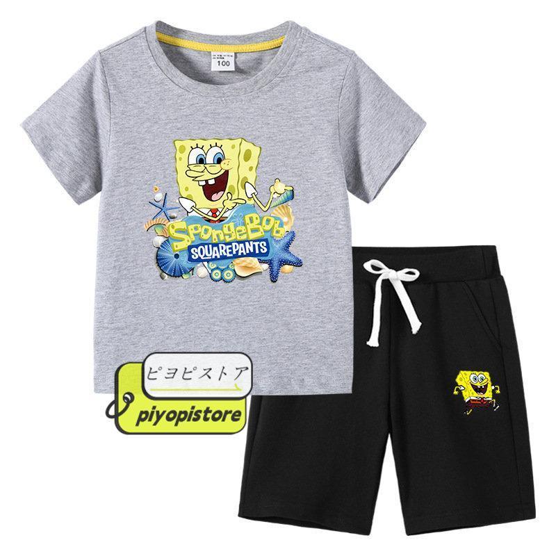 SpongeBob 春 夏 子供服 子供服 スポンジボブ 男の子 女の子 送料無料◆半袖Tシャツ 上下セット トップス 半ズボン 丸首 上着 通学着 通園着 90-150CM｜hasegawa1store｜09