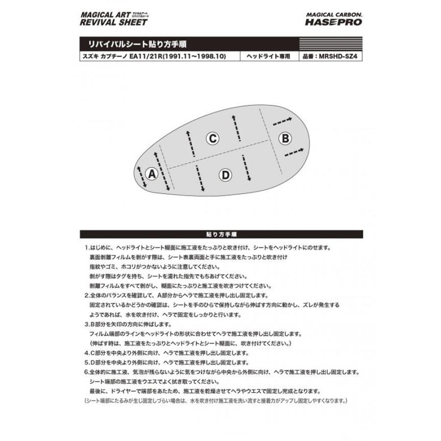 ヘッドライト 黄ばみ 除去 スズキ カプチーノ EA11 21R ハセプロ マジカルアートリバイバルシート MRSHD-SZ4｜hasepro2｜03