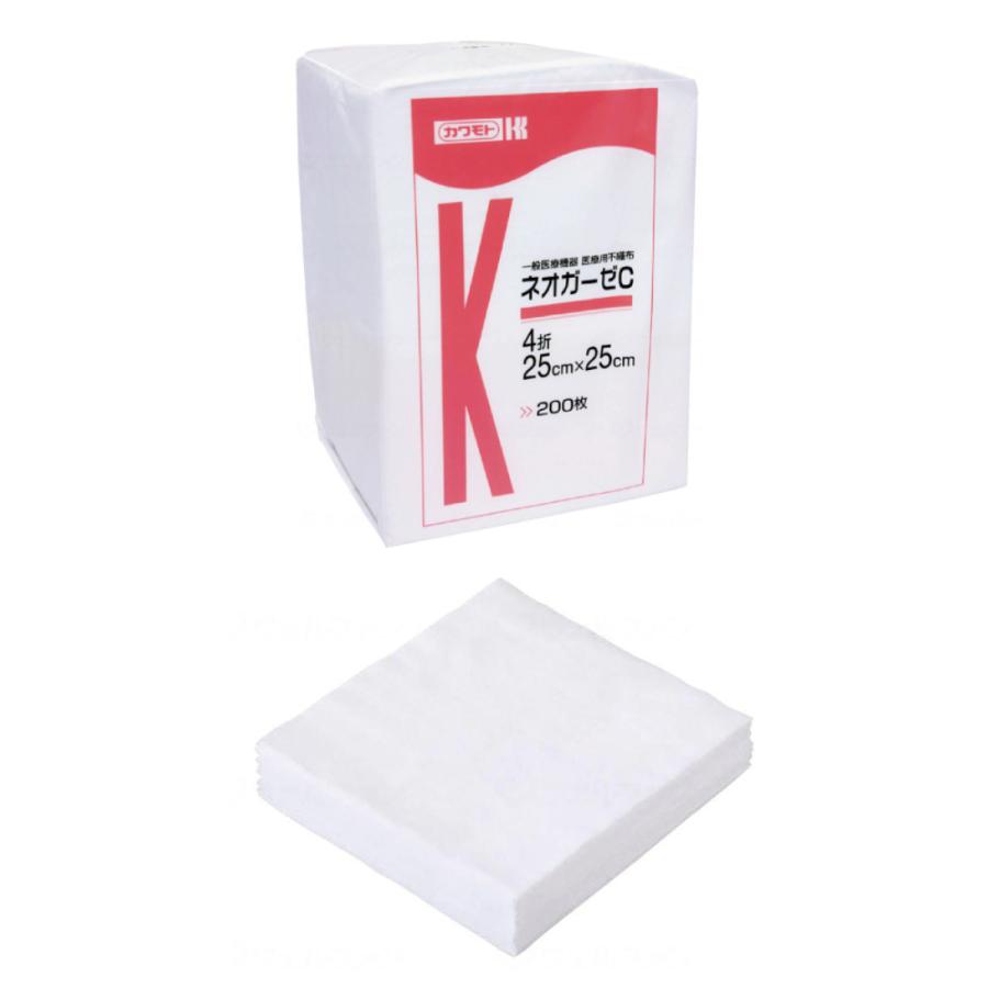 川本産業 ネオガーゼC 25cmX25cm 4折 200枚 不織布ガーゼ 未滅菌