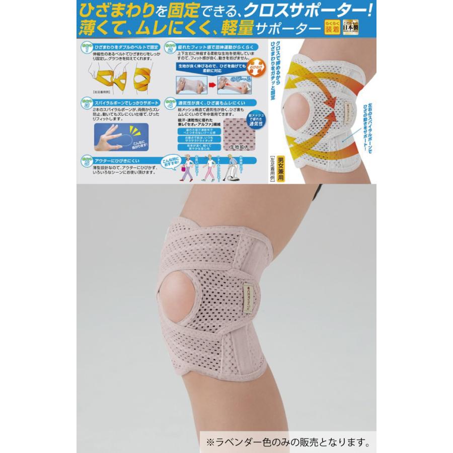 軽量メッシュクロスサポーター 膝用 1枚 M L LL セルヴァン 日本製